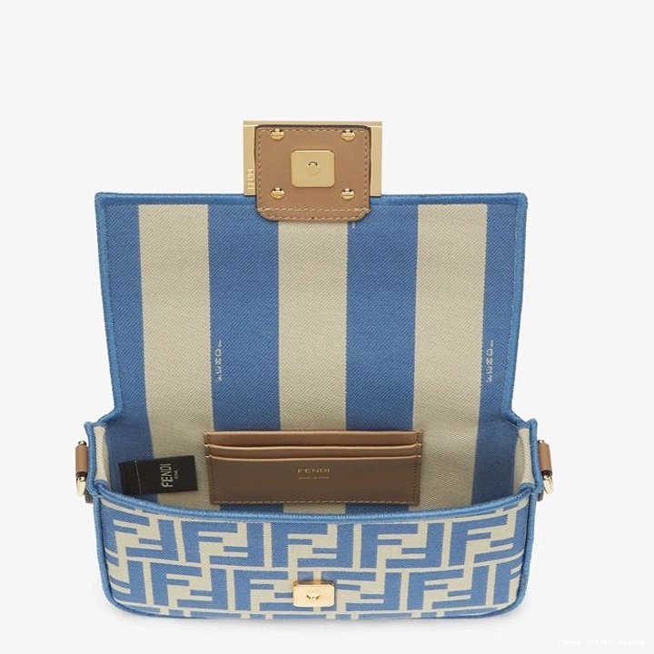Cheap Blue Bag Baguette Fendi In Motif Fabric Mini FF 0820